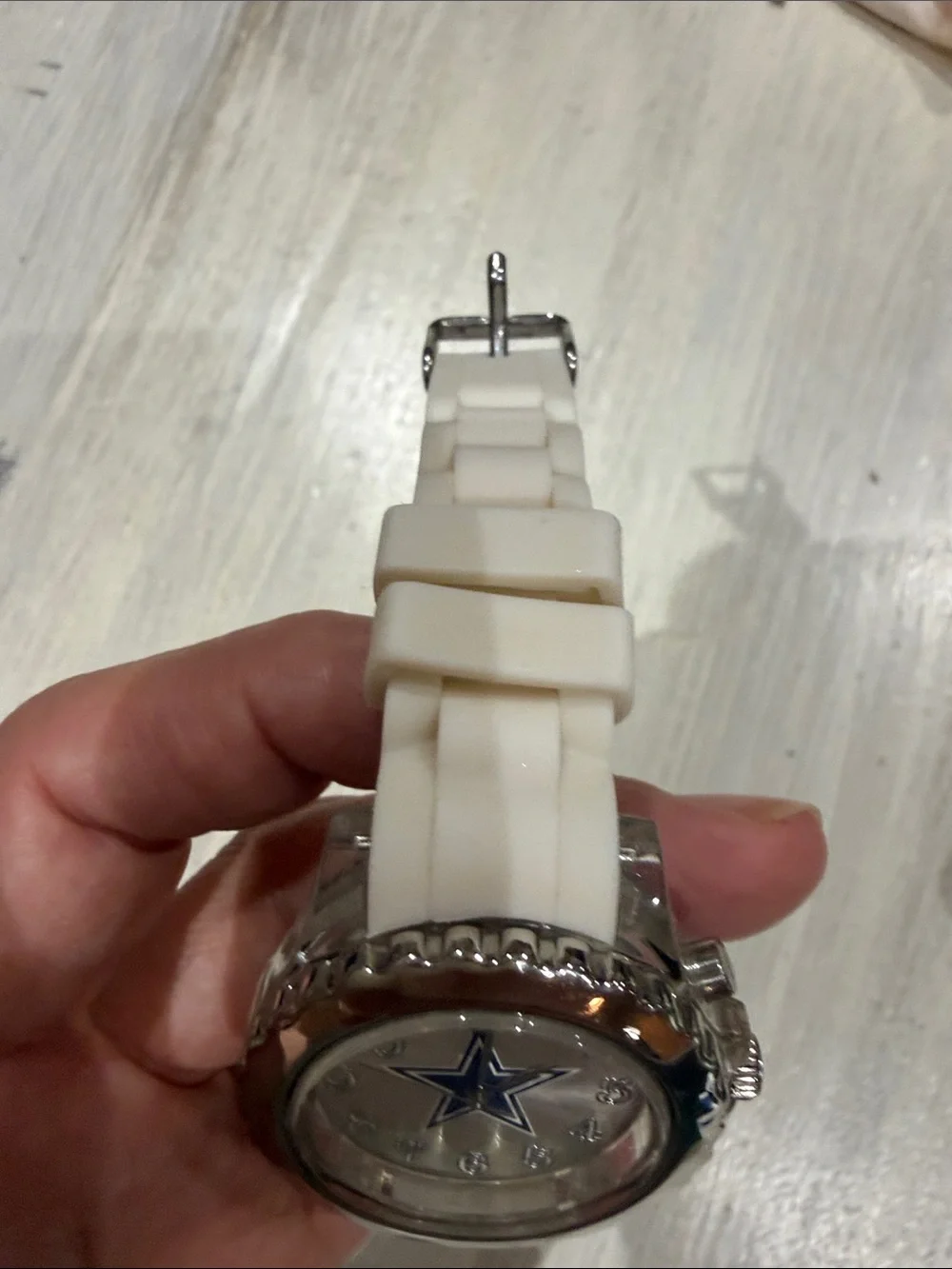 White Dallas Cowboys Silicone Star Dial Sports Watch